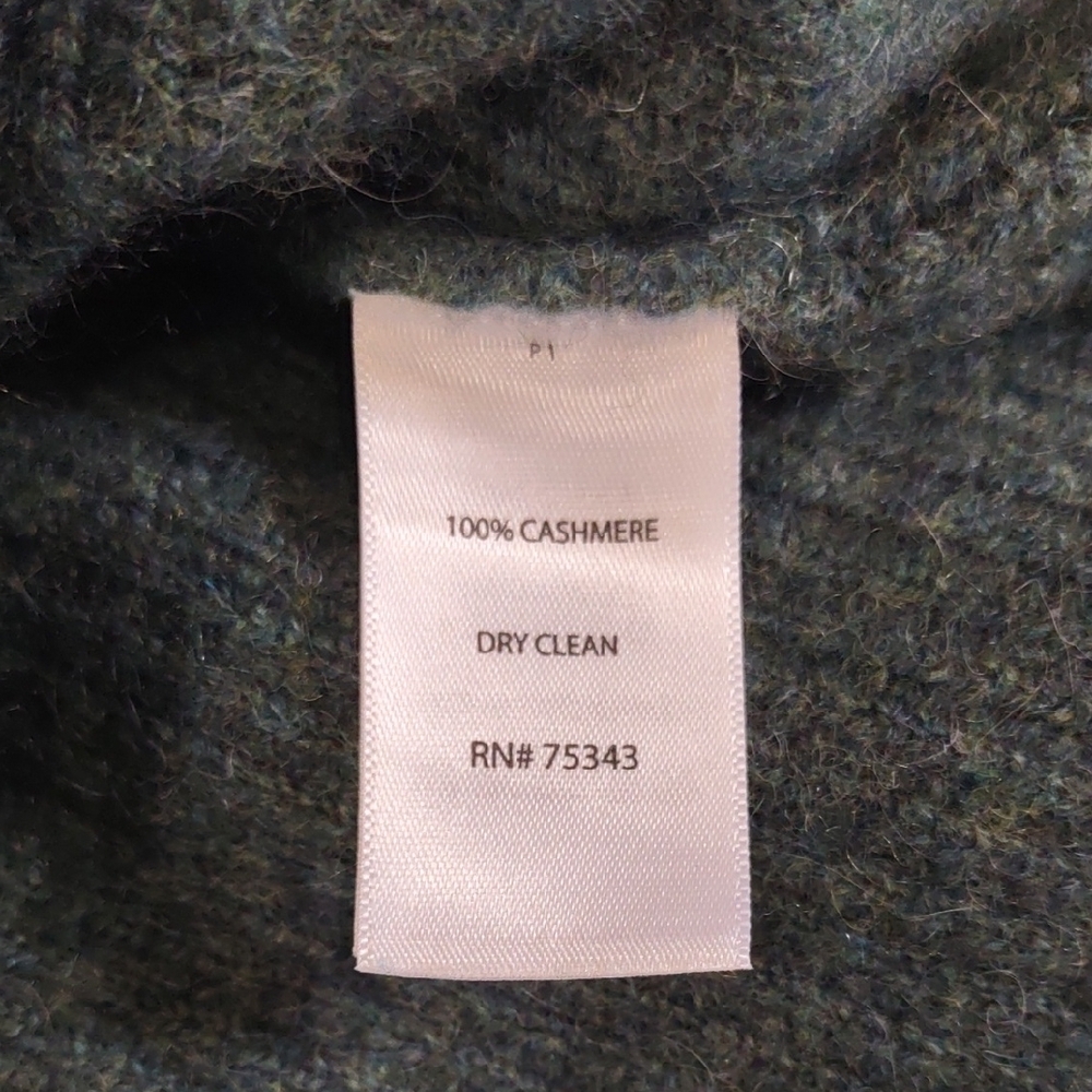 CYNTHIA ROWLEY 100 % CASHMERE Cozy Green Turtleneck Sweater - Picture 14 of 17